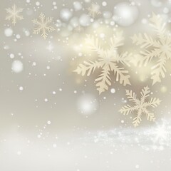 Fototapeta na wymiar Blurry background of snowflakes with bokeh. Perfect for cards, posters and more.