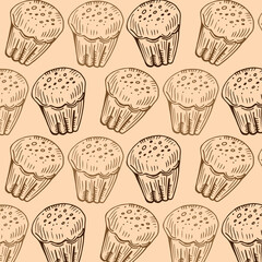Wrapping paper - Seamless pattern of cake, cupcake and muffin for vector graphic design