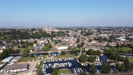 Fototapeta premium Ely cathedral city Cambridgeshire, England, Aerial view