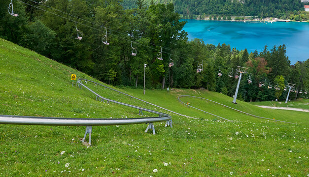 Toboggan trail in Straza park in Bled, Slovenia
