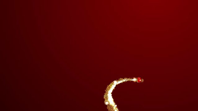Christmas tree with snowflakes and stars in golden spiral. 4K Christmas celebrations decorations an annual festival commemorating the birth of Jesus Christ	