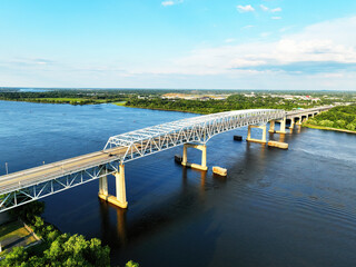 Aerial View of the Betsy Ross Bridge over the Delaware River Philadelphia