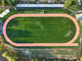 Aerial View of a Sports Track and Field