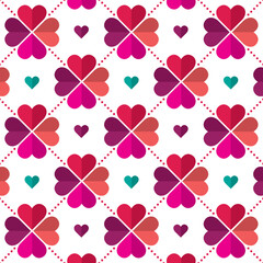Valentine's Day seamless pattern. Vector illustration. Background with simple design with color hearts. - 545122844