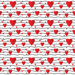 Valentine's Day seamless pattern. Vector illustration. Background with simple design with hearts. Perfect for poster, cover, banner, postcard. - 545122874