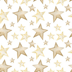 Watercolor seamless pattern star merry christmas, new year.