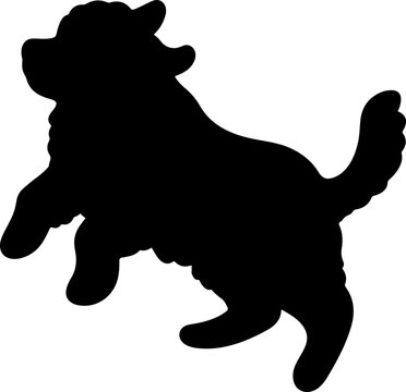 recommend clip art: Simple and adorable Newfoundland dog Silhouette jumping