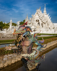 The White Temple, aka Wat Rong Khun, in Chiang Mai, Thailand is a privately-owned living art gallery.