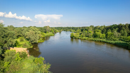Fototapeta na wymiar The Pilica River near the town of Warka