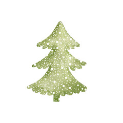 Watercolor illustration of a Christmas tree isolated on a white background.
