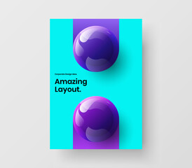 Multicolored corporate cover vector design layout. Unique 3D spheres leaflet illustration.
