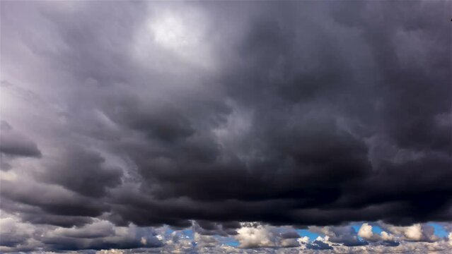 Time lapse of dramatic evening sky with dark cloud moving from right to left