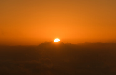 Landscape France Ardeche at 07000 Privas Creysseilles at sunrise with cloud and view to the mountains Vercors