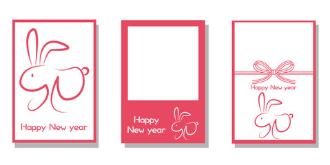 Set of new year illustration template. 2023 rabbit year greeting card collection. Vector illustration.