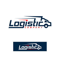 logistic truck trailer logo design template express transportation