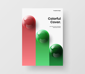 Abstract magazine cover A4 vector design illustration. Fresh realistic balls annual report concept.
