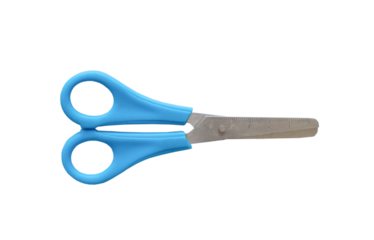 PNG Side view of Small child Blue Scissors with Plastic Handle and Safety Ends