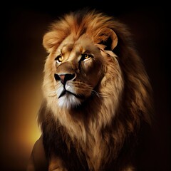 Gorgeous lion.Ai generated photorealistic illustration. Is not based on any original image, character or person	 - obrazy, fototapety, plakaty