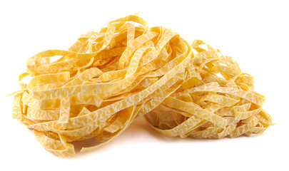 Pasta nest isolated on white background. Premium Italian Spaghetti.