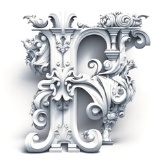 F ornate baroque font 3d illustration