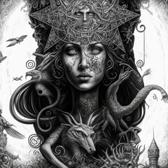 Fototapeta premium black and white woman