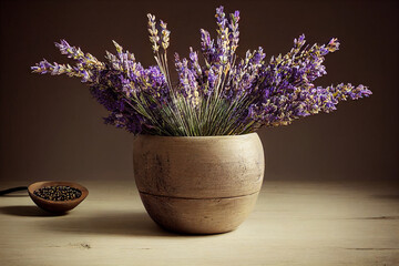 Lavender bouquet in ceramic vase