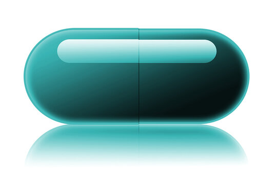 Green glossy shining pill illuatration isolated on white backgrounnd
