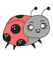 ladybug cute cartoon smiley with colorful colores vector