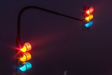 traffic lights at night