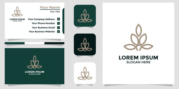 lotus flower design logo and branding card