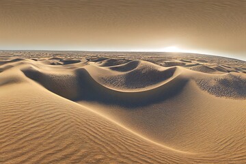 Panorama landscape of sand dunes, environment HDRI map. Equirectangular projection, spherical panorama. 