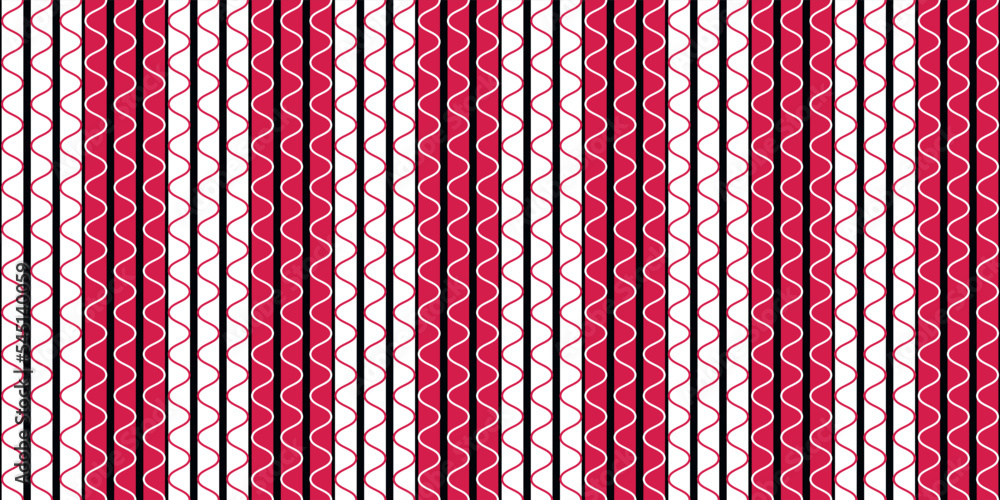 Aufkleber Seamless pink and white wavy stripes on opposite color rows. repeating stripes are arranged in a row. For seamless prints and decoration of various surfaces. Wavy seamless vector pattern.