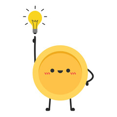 Coin character design. Glad coin. wallpaper. Coin masot vector.