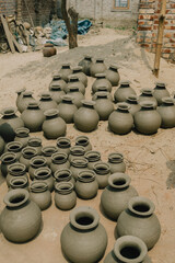 Traditional pottery making process in Bangladesh.