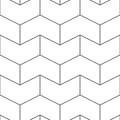 Seamless mosaic pattern. Zigzag figures ornament. Repeated puzzle shapes background. Arrows motif. Chevrons tiles wallpaper. Parquet backdrop. Digital paper, web design, textile print. Vector art work