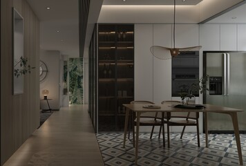Naklejka na ściany i meble 3d render of living room
