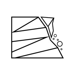 Beware of rockfall mountain hill landslide natural disaster warning sign outline icon flat vector design.