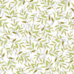 Fototapeta na wymiar Dainty floral seamless pattern. Aesthetic bunch of branches. Allover repeat foliage texture. Composite overlay foliate background