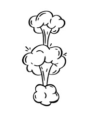 Illustration of explosion and smoke for comics. Retro design element. Vector doodle illustration