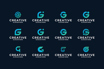 Collection of creative letter G logo design. Abstract symbol logo design inspiration.