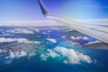沖縄県宮古島　飛行機からの風景