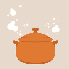 Earth pot vector. wallpaper. free space for text. earth rice cooker. boil.