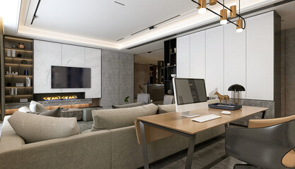 3d render of living room