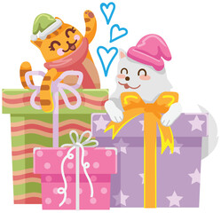 gift boxes wrapped in cute pattern paper and tied with ribbon