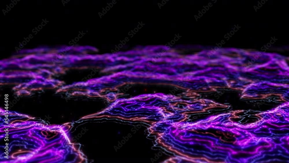 Aufkleber futuristic flying over 3d purple blue digital landscape mountain terrain abstract technology backgro