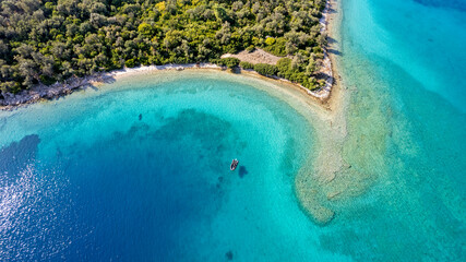Aerial view of Cleopatra Island Gokova Bay Turkey