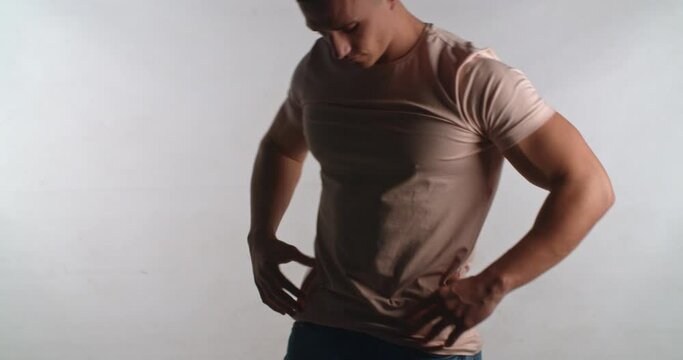 Man putting t-shirt on