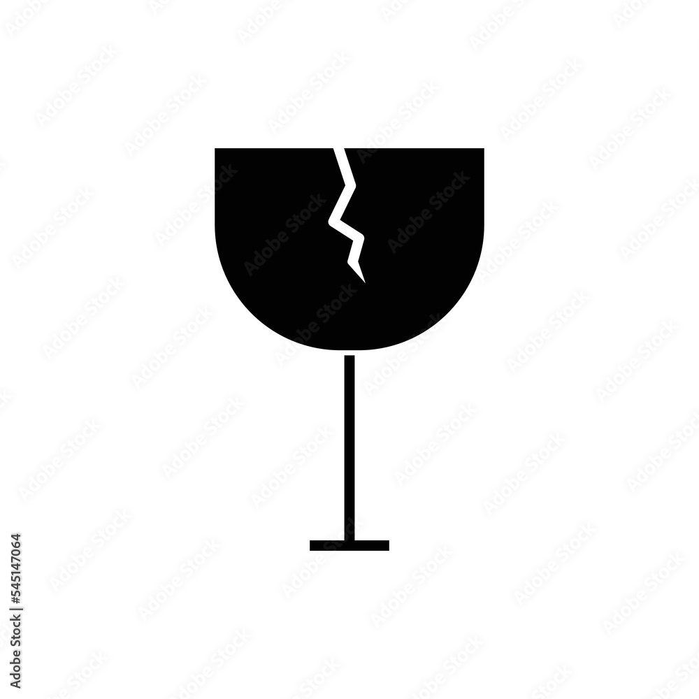 Poster broken glass glyph icon illustration. suitable for fragile icon . icon related to packaging. simple 