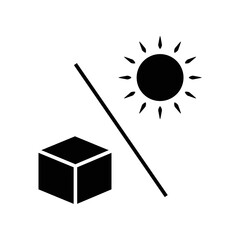 Box glyph icon illustration with sun and slash. suitable for keep way from sun icon. icon related to packaging. Simple vector design editable. Pixel perfect at 32 x 32