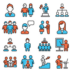 People Icons Set on White Background. Vector